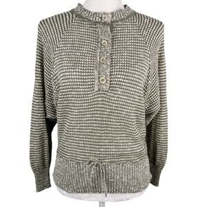 Jaeger Vintage Sweater 34 Inch Army Green Cream Tie Waist Cozy